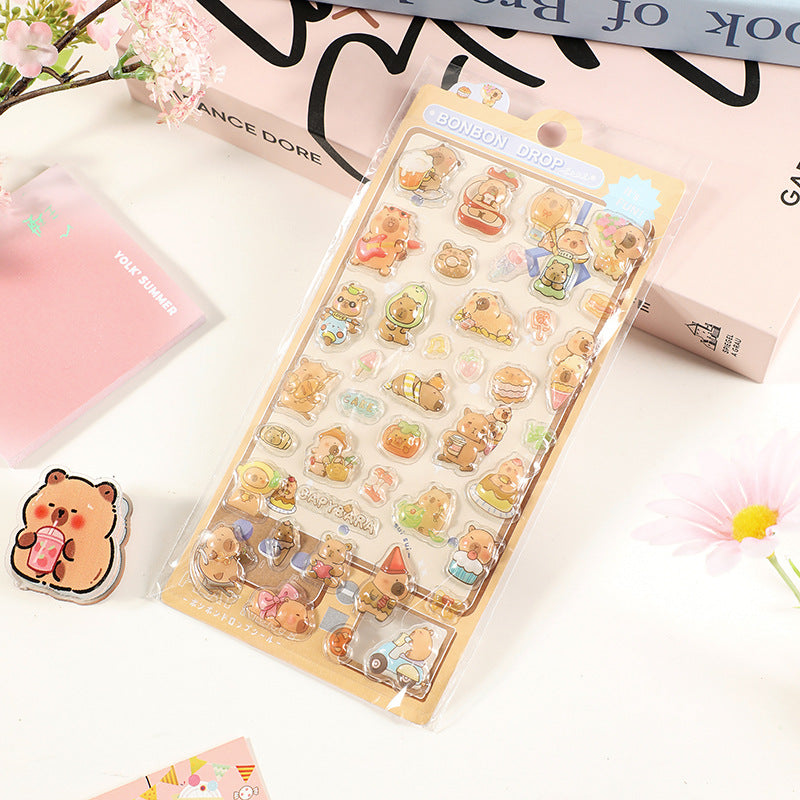 【BONBON DROP】3D Healing DIY Decorative Stickers – Capybara Design