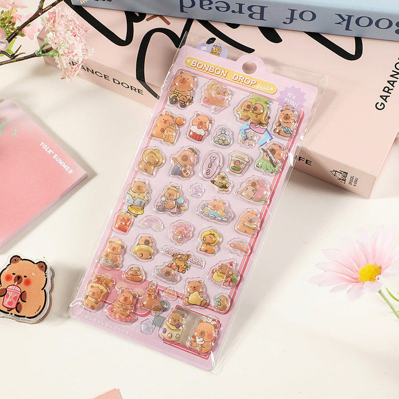 【BONBON DROP】3D Healing DIY Decorative Stickers – Capybara Design