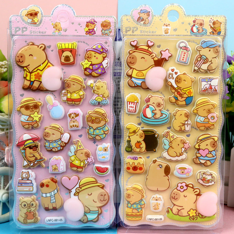 【PP Stickers】3D Healing DIY Decorative Stickers – Capybara Design