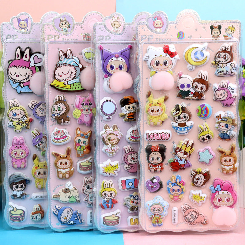 【PP Stickers】3D Healing DIY Decorative Stickers – Labubu Design